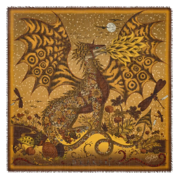 Drakon Fine Wool Scarf - Red Leopard - Autumn