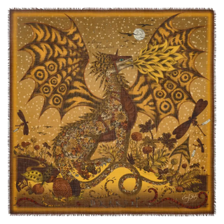 Drakon Fine Wool Scarf - Red Leopard - Autumn