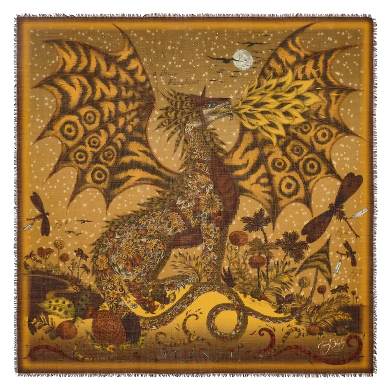 Drakon Fine Wool Scarf - Red Leopard - Autumn