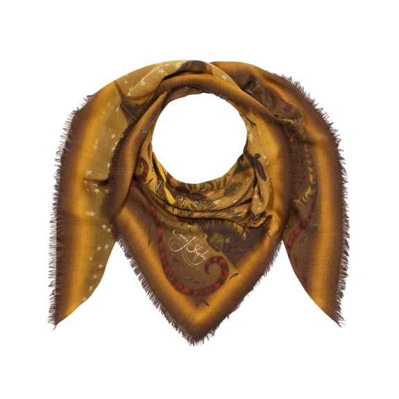 Drakon Fine Wool Scarf - Red Leopard - Autumn