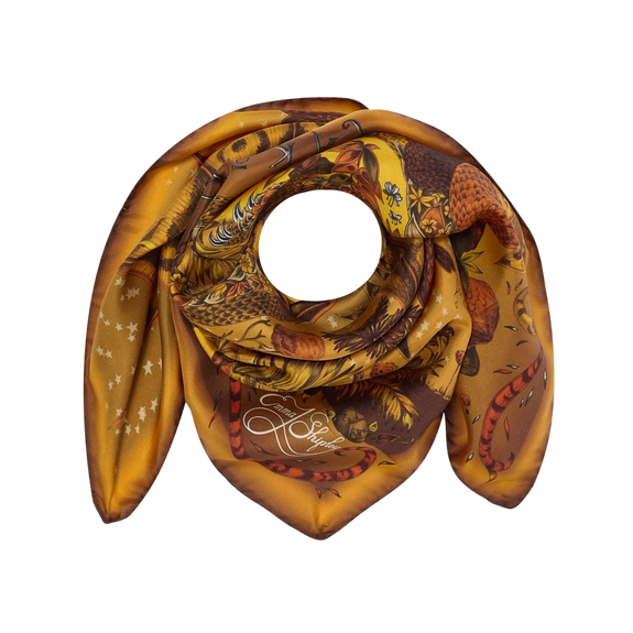 Drakon Silk Twill Scarf - Red Leopard - Autumn