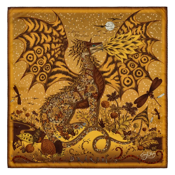 Drakon Silk Twill Scarf - Red Leopard - Autumn