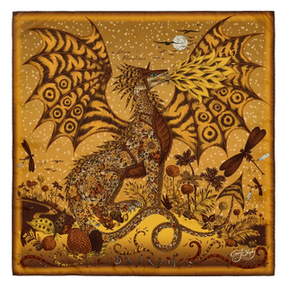 Drakon Silk Twill Scarf - Red Leopard - Autumn