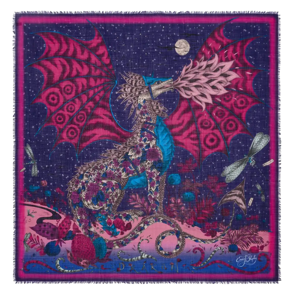 Drakon Fine Wool Scarf - Red Leopard - Winter