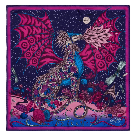 Drakon Silk Twill Scarf - Red Leopard - Winter