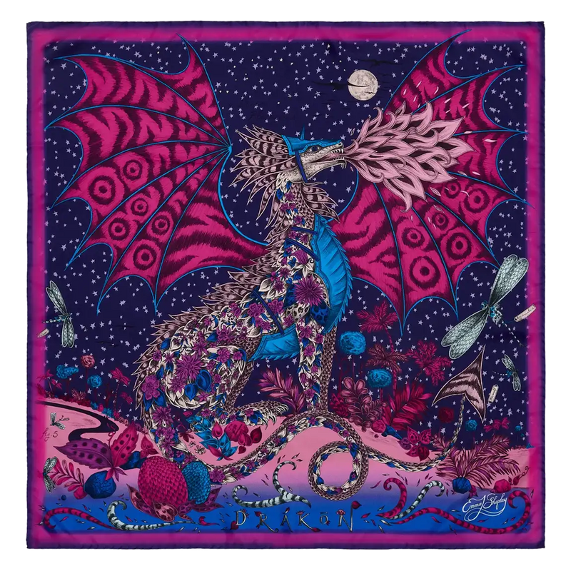 Drakon Silk Twill Scarf - Red Leopard - Winter