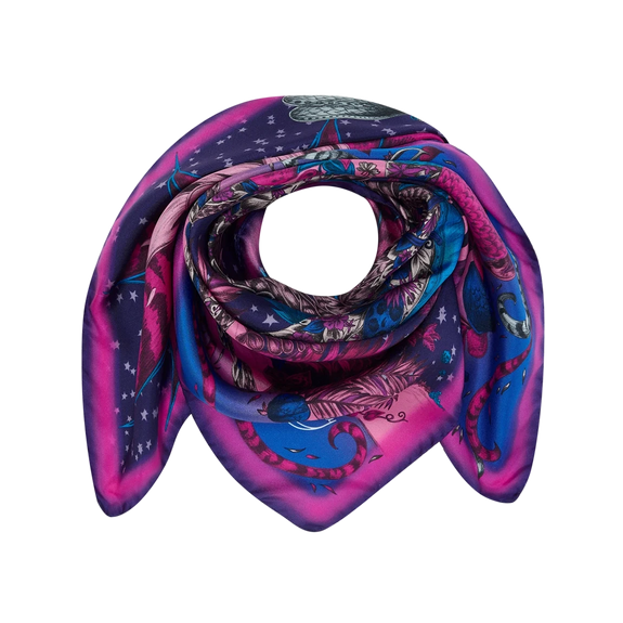 Drakon Silk Twill Scarf - Red Leopard - Winter