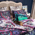 UK King | 2 x King Oxford | Bed with Lynx Navy Bedding and Pillows with two cats, designed by Emma J Shipley in London