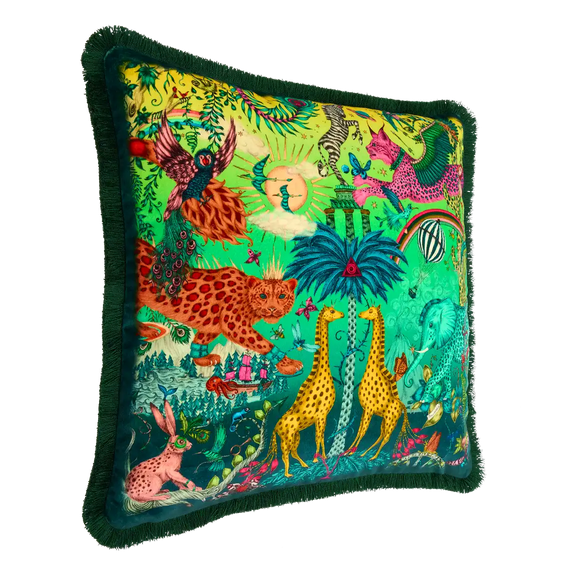 Multi | Luxury Velvet Cushion in Multicolour, design by Emma J Shipley in London