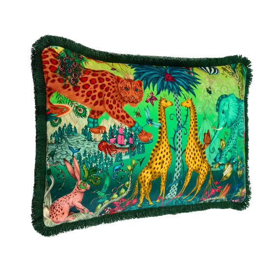 Multi | Luxury Velvet Bolster Cushion in Multicolour, design by Emma J Shipley in London