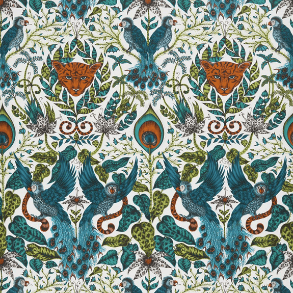 Jungle | A wider look at the lime Jungle Amazon Wallpaper designed by Emma J Shipley x Clarke & Clarke