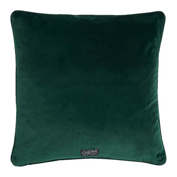 Emerald | The Bottle Green back of the Emerald Snow Leopard Silk Cushion designed by Emma J Shipley in her London Studio