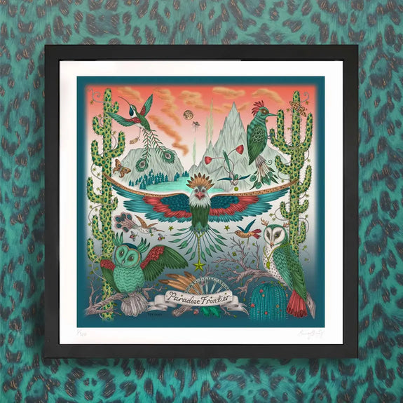 Teal | 16 x 16 inches | Fine Art Print featuring Emma J Shipley's hand-drawn Frontier design. Inspired by Yosemite national park in California and the incredible wildlife of the American West.