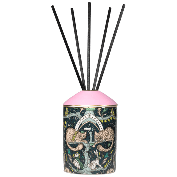 A Wider look at the Wonder World Diffuser, designed by Emma J Shipley with scents created by Bahoma, this diffuser features notes of Bluebell & Musk