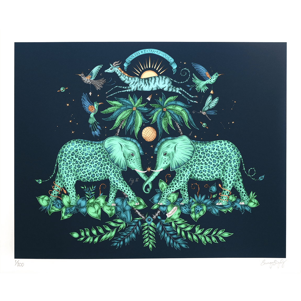 Emma J Shipley Zambezi Fine Art Print - Teal