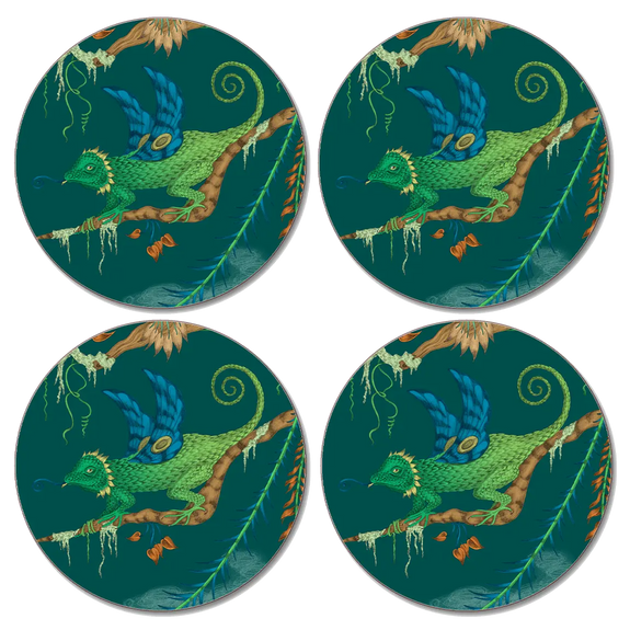 Teal | 4 | Image of Quetzal Coasters inspired by Costa Rica's cloud forest designed by Emma J Shipley in London