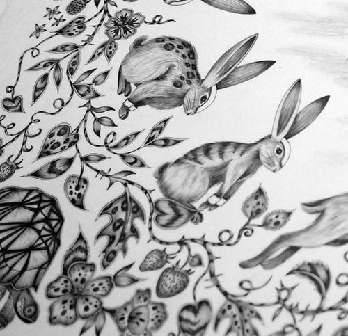 A border of bounding bunnies