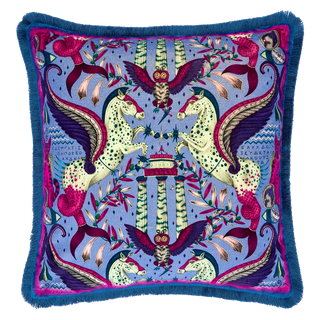 Odyssey Luxury Velvet Cushion in Periwinkle, designed in London by Emma J Shipley
