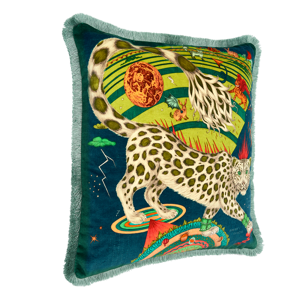 Snow Leopard Luxury Velvet Cushion