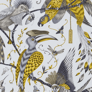 The Gold Audubon Wallpaper designed by Emma J Shipley x Clarke & Clarke