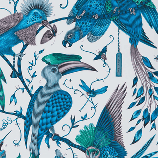 The Teal Jungle Audubon Wallpaper designed by Emma J Shipley x Clarke & Clarke