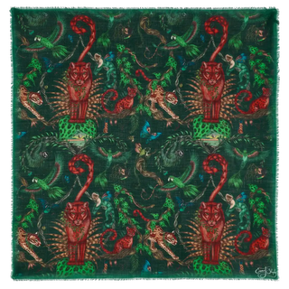 Bosque Dreams Fine Wool Scarf - Red Leopard