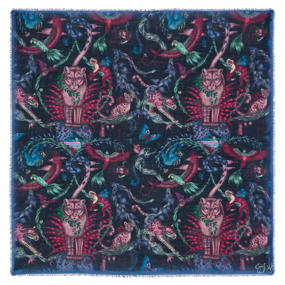 Bosque Dreams Fine Wool Scarf - Red Leopard