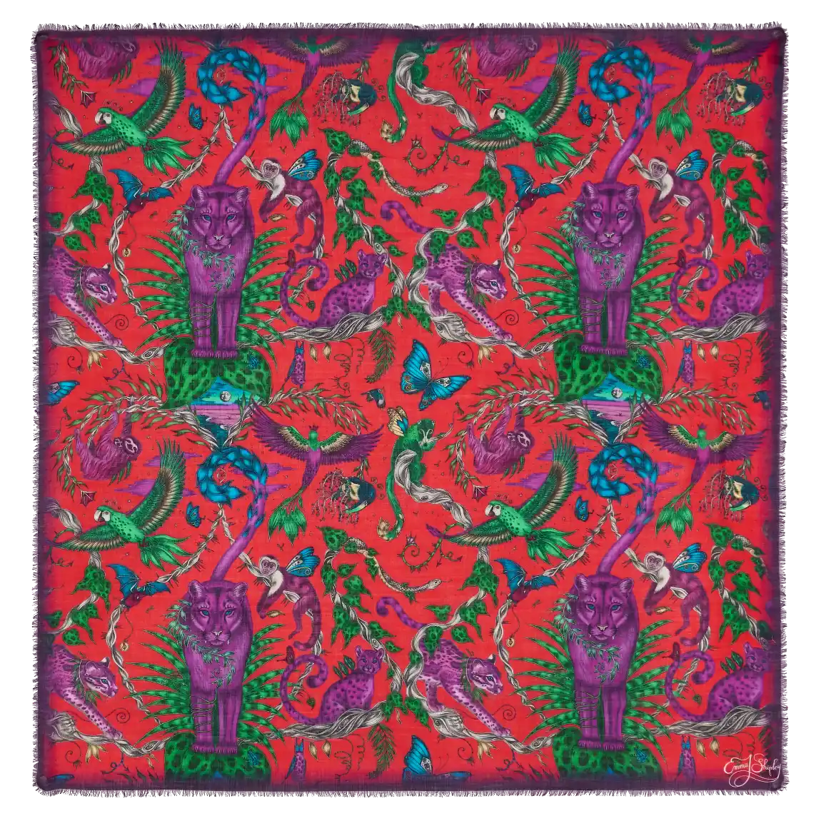 Bosque Dreams Fine Wool Scarf - Red Leopard