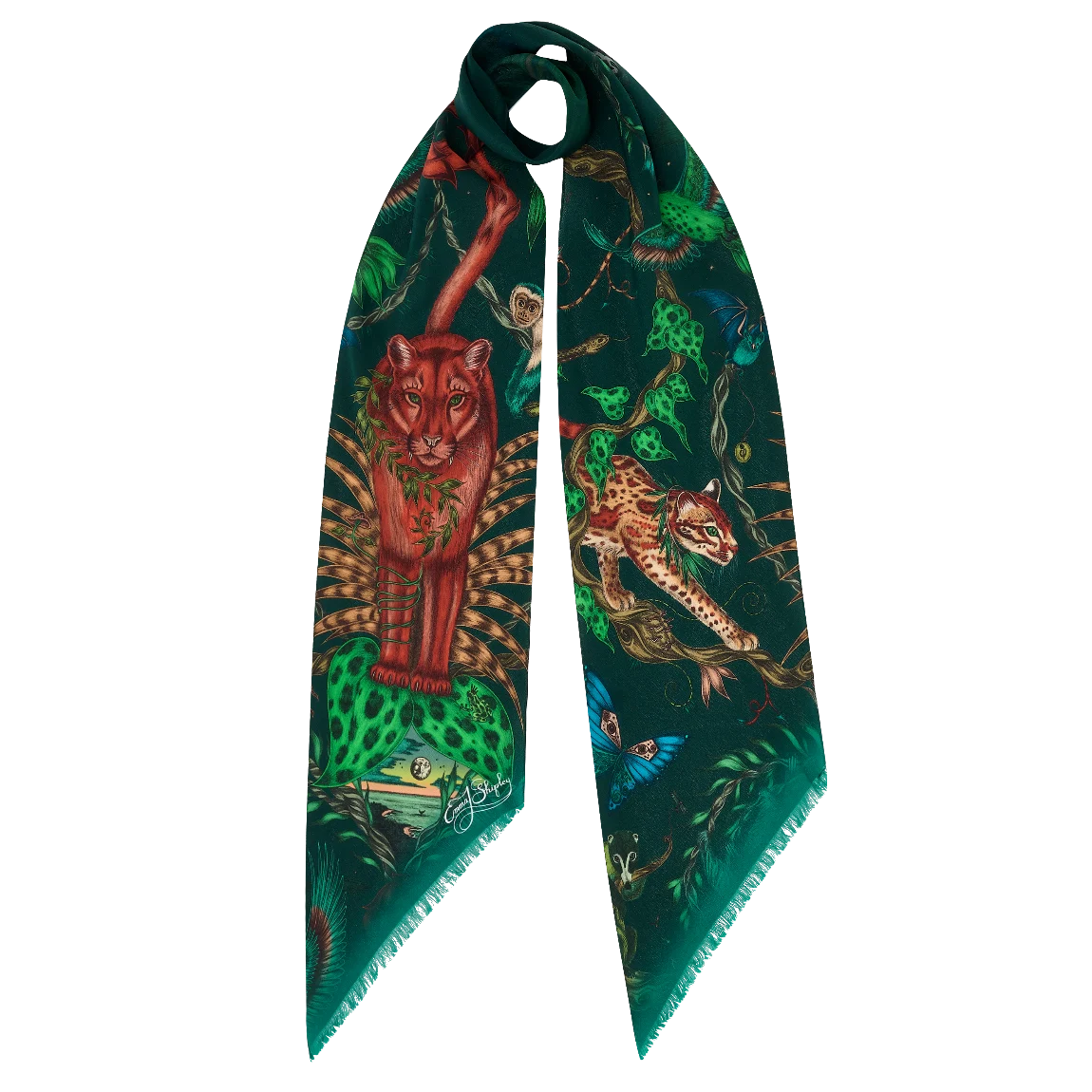 Bosque Dreams Silk Skinny Scarf - Red Leopard