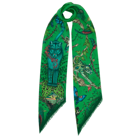 Bosque Dreams Silk Skinny Scarf - Red Leopard Spring Apple