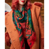 Bosque Dreams Fine Wool Scarf - Red Leopard Autumn Coral