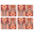 Medium | Large | 4 | Set of four coral pink placemats with lion and unicorn and geometric pattern design.