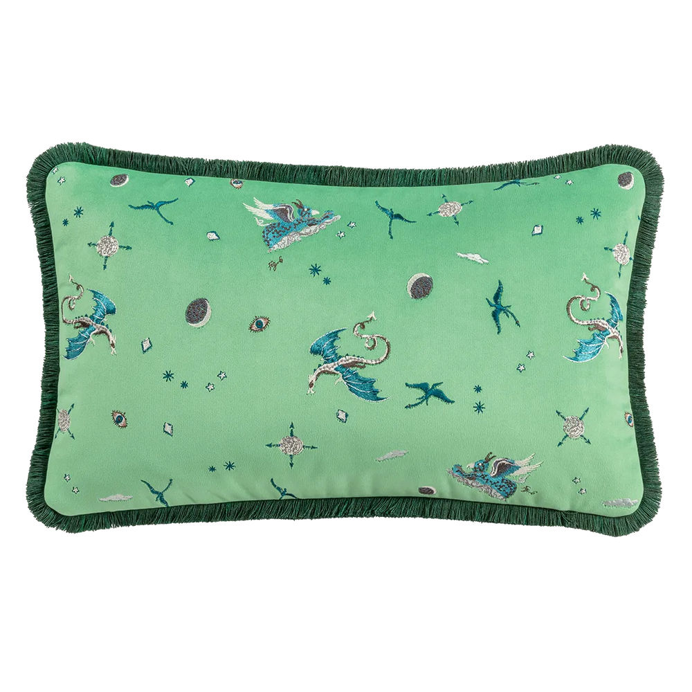 Draco Cosmos Embroidered Velvet Bolster Cushion