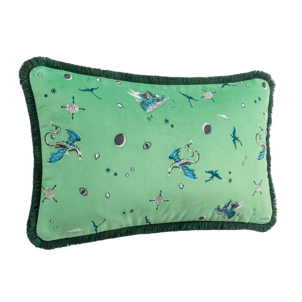 Draco Cosmos Embroidered Velvet Bolster Cushion