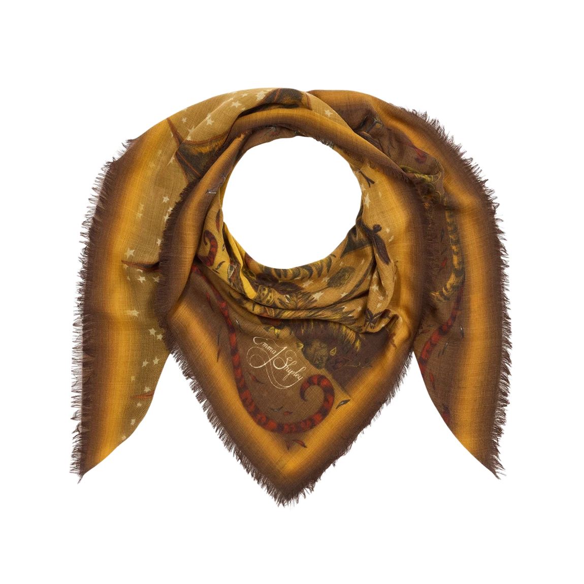 Drakon Fine Wool Scarf - Red Leopard - Autumn