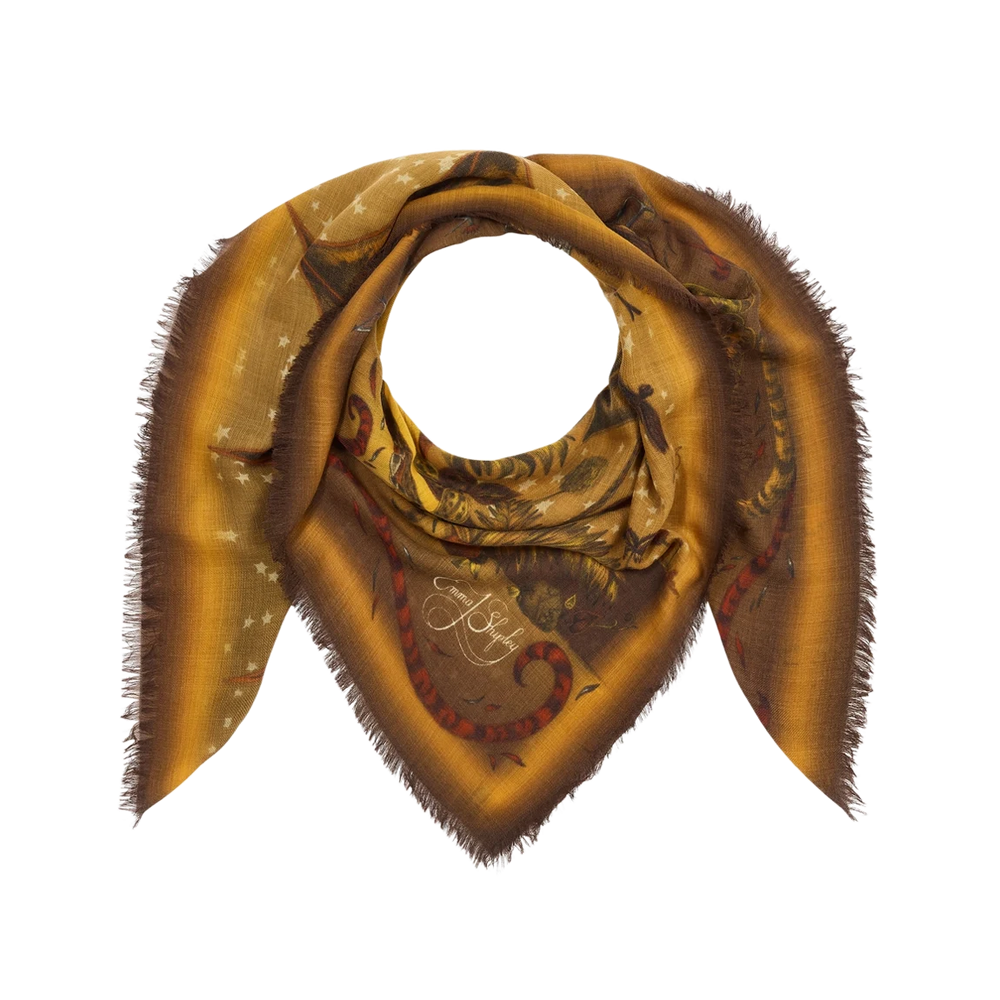 Drakon Fine Wool Scarf - Red Leopard - Autumn