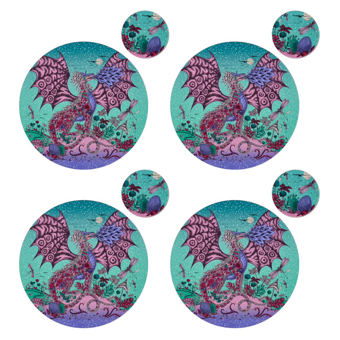 Drakon Round Placemat and Coaster Set
