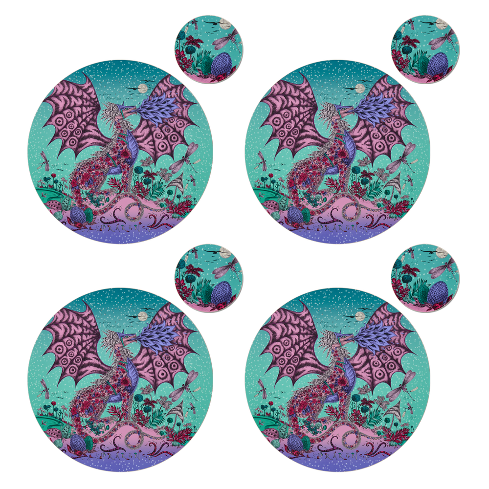 Drakon Round Placemat and Coaster Set