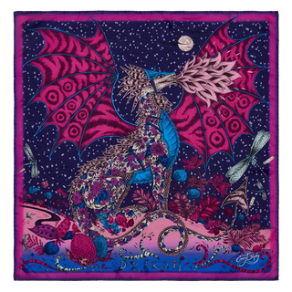 Drakon Silk Twill Scarf - Red Leopard - Winter