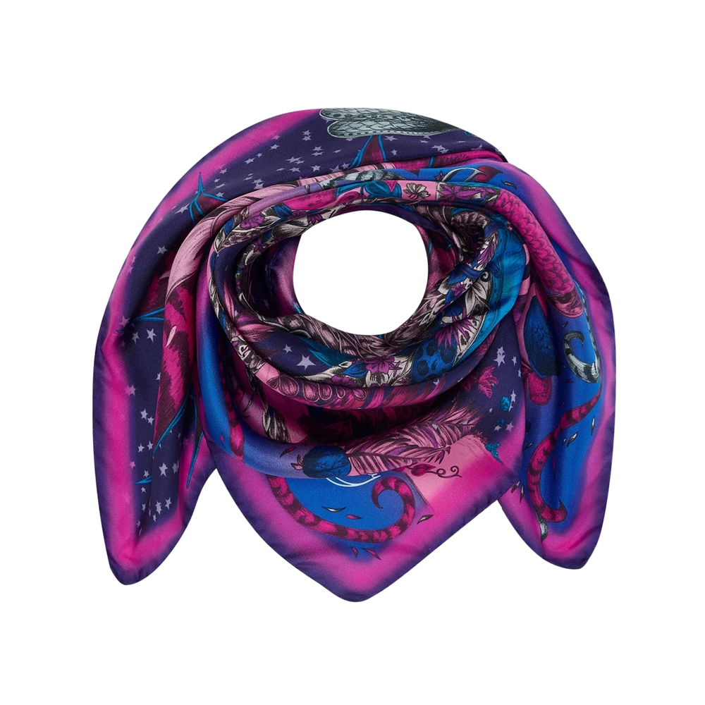 Drakon Silk Twill Scarf - Red Leopard - Winter
