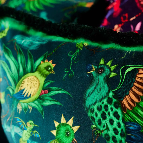 Teal | Detail close up photo of Quetzal Luxury Velvet Cushion in Teal designed by Emma J Shipley in London inspired by Costa Rica's Cloud Forest