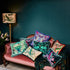  Velvet bolster cushion in navy with pink Lynx, designed by Emma J Shipley in London