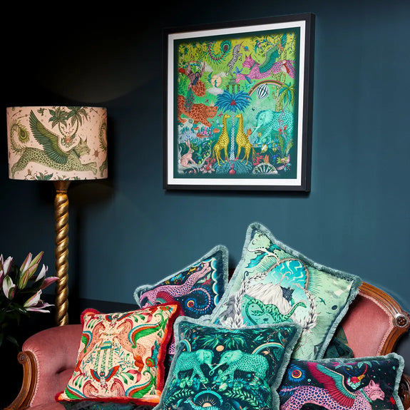 The warm glow of the Lynx Lampshade is perfect for your home interior and bringing in a touch of enchanting maximalism