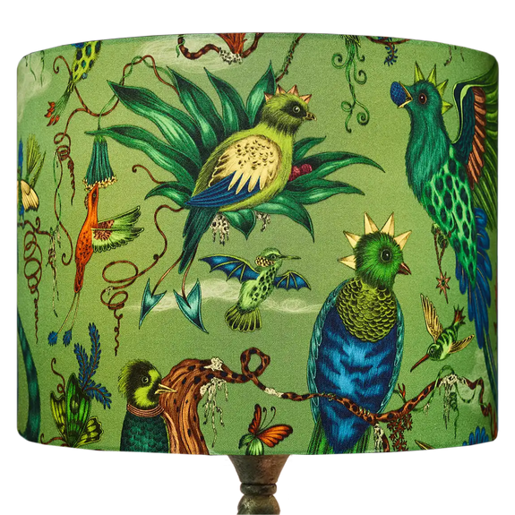 Jungle | Quetzal Silk Lampshade in Jungle inspired by Costa Rica Cloud Forest designed by Emma J Shipley in London