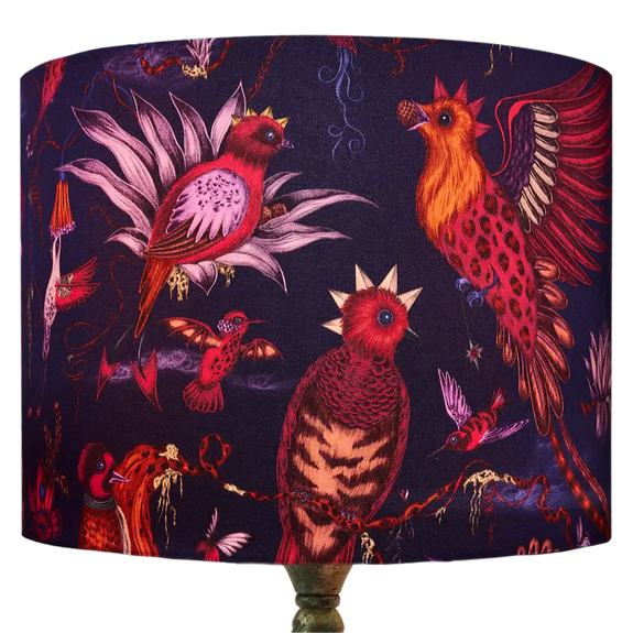 Violet | Quetzal Silk Lampshade in Violet inspired by Costa Rica Cloud Forest designed by Emma J Shipley in London