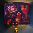 Violet | Quetzal Silk Lampshade in Violet lit up inspired by Costa Rica Cloud Forest designed by Emma J Shipley in London