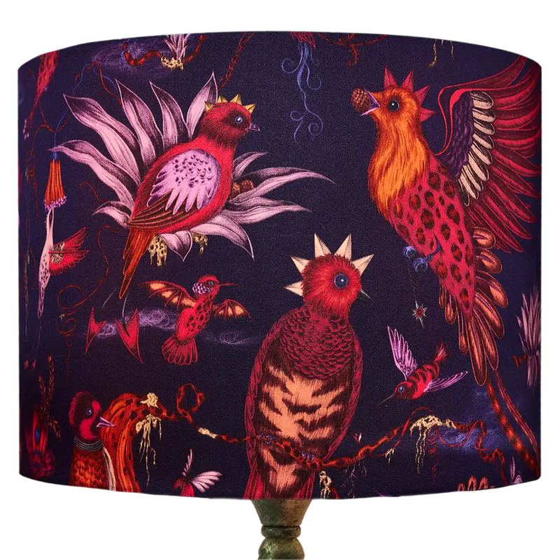  Quetzal Silk Lampshade in Violet inspired by Costa Rica Cloud Forest designed by Emma J Shipley in London