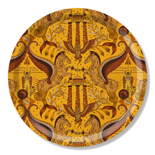 Round tray in Gold with Grecian Pegasus design, designed by Emma J Shipley in England