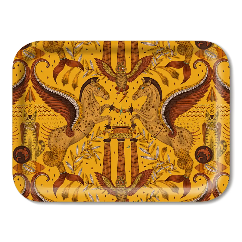  Rectangle Tray with Grecian Pegasus design in Gold designed by Emma J Shipley in England