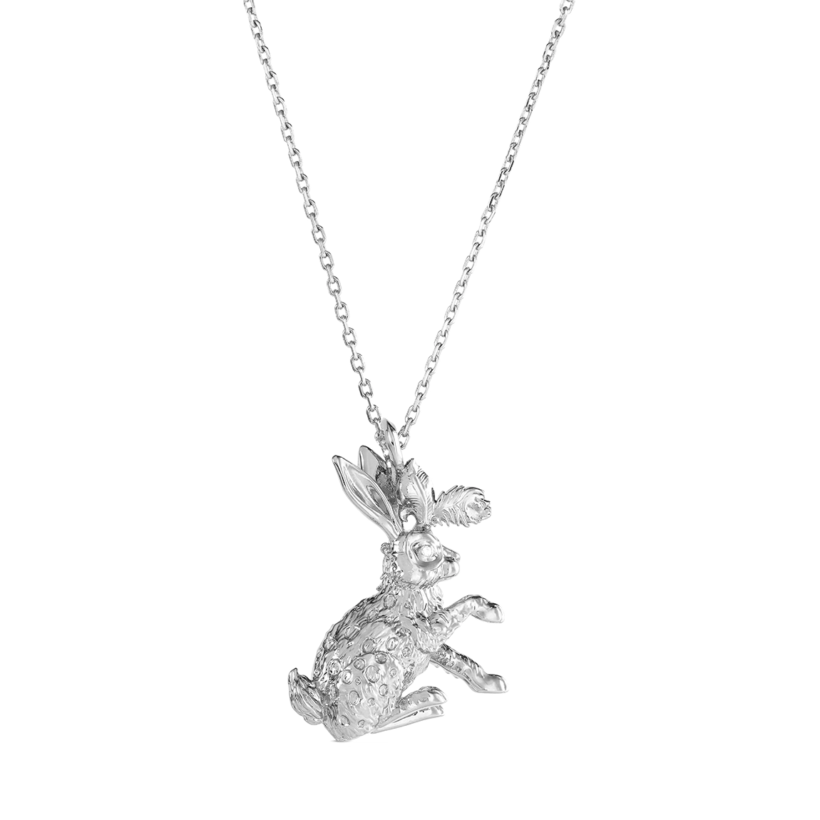 Emma J Shipley - Hare Pendant Necklace in 18 Karat White Gold